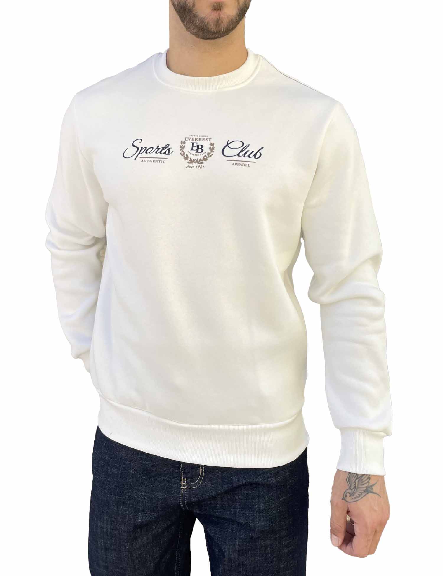 Everbest ανδρικό Plus Size λευκό φούτερ με τύπωμα 2610020 φωτογραφία